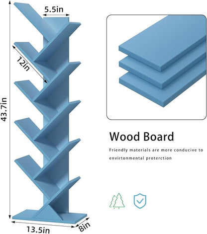 SHEEPAM 10 Tier Tree Book Shelf, Floor Standing Wood Bookshelf - Image 3