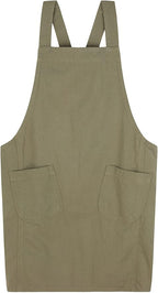 Soft Cotton Linen Apron for Women - Non-tie Cross Back Apron with Pockets, Great for Florist and Kitchen