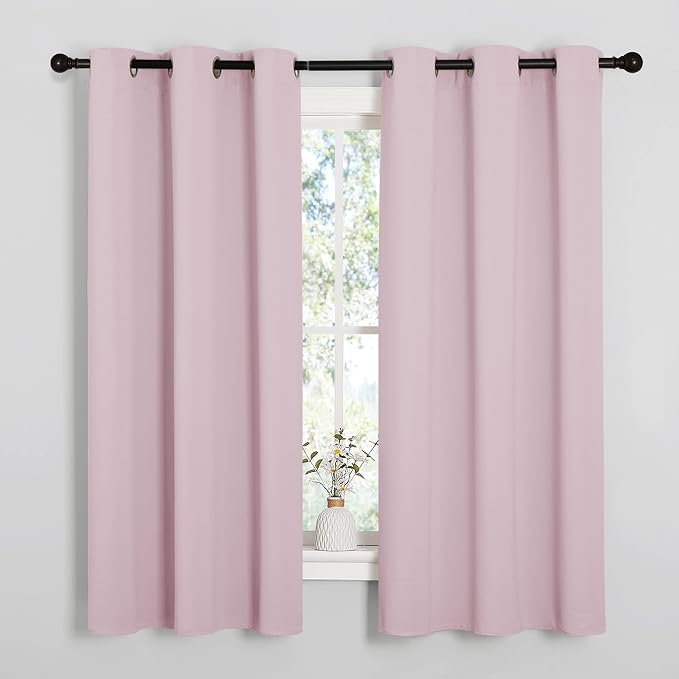 NICETOWN Baby Pink Blackout Curtains 48 inches Length by NICETOWN