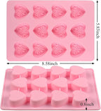 Silicone Heart-Shaped Chocolate Molds - Set of 2 Non-Stick Candy Heart Molds Silicone, for Baking, Candy, Gummy, Food Grade - Pink