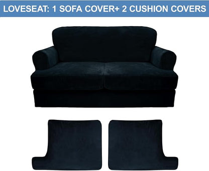 CUCRAF T Cushion Sofa Cover 3 Piece Loveseat Slipcovers, Soft Thick Velvet - Image 5