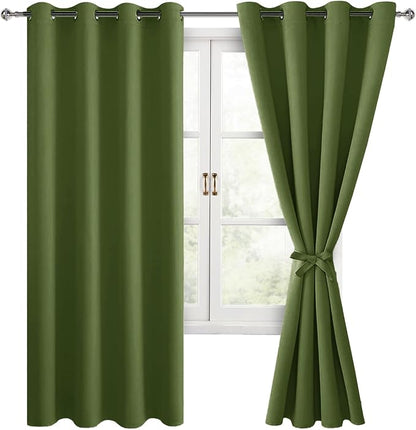 Blackout Curtains for Bedroom, Olive Green, 52 x 63 Inch 2 Panels | Thermal - Image 8