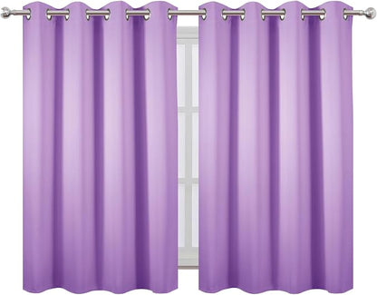 Blackout Curtains 66 x 54 Inch Long Lavender Curtains Set of 2 Panels Room - Image 2