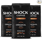 Shock Coffee Whole Bean, The Strongest Caffeinated All-Natural Coffee, Up to 50% more Caffeine. 3 LB