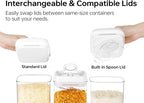 Felli Flip Tite Food Storage Container with Scoop & Lid 5" LARGE Airtight Ring Top, Acrylic Canister Jar for Sugar Flour Baking Powder Protein Rice Pasta Kitchen Organizer Gift Set (10pk, Variety)