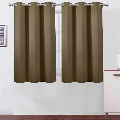 Brown Blackout Curtains 42 x 54 Inch Length Set of 2 Panels Grommet Bedroom by Lemomo