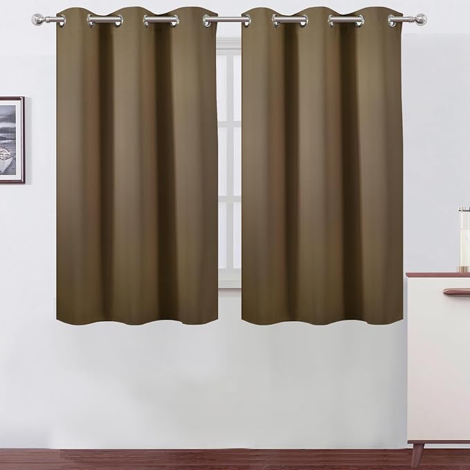 Brown Blackout Curtains/38 x 54 Inch/Set of Two Panels Grommet Living Room by Lemomo