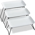 HAPPY KIT 3 Tier Serving Tray Set and Tiered Tray Stand,12 Inch Widened Porcelain Platters with Freely Combinable Rack,Decor Cupcake Stand for Christmas Party Display,Dessert Trays Collapsible