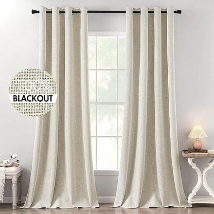 MIULEE 100% Blackout Linen Curtains by MIULEE