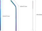 10 Pcs Stainless Steel Straws, Reusable Drinking Straws, 5 Straight + 5 Bent Metal Straws Set With 2 Pcs Cleaning Brushes (Colorful, 8.5 Inch)