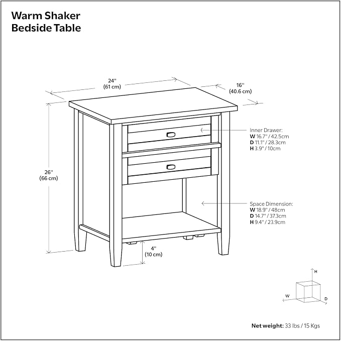 SIMPLIHOME Warm Shaker Bedside Table - Image 3