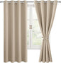 Blackout Curtains for Bedroom, 52 x 63 Inches Length Taupe 2 Panels | Thermal by Hiasan