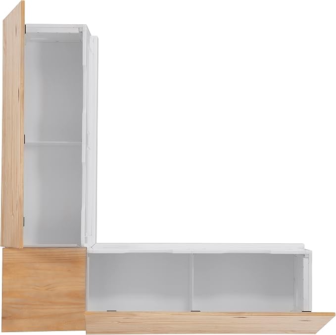 Linon Harris Natural and White Two Tone Backless Corner Breakfast Nook - Image 24