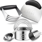 iNeibo Professional Baking Tools Biscuit Cutter Set Dough Blender/Cutter Round Cookies Cutter with Handle + Pastry Scraper+Egg Separator Heavy Duty Baking Dough Tools Pastry Utensils (Baking Tools)