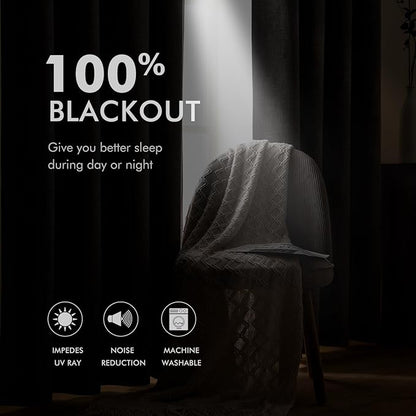 MIULEE Linen Texture Curtains for Bedroom Solid 100% Blackout Thermal Insulated - Image 3