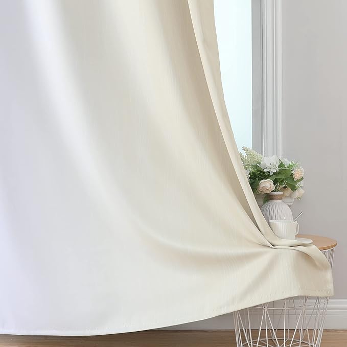 Beige and Grayish White Ombre Blackout Curtains - Image 6