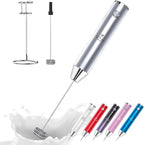 Zulay Kitchen Lux Rechargeable Milk Frother Handheld - Powerful 2-Speed Motor, Fully Waterproof, 2000mAh Battery - Drink Mixer For Latte, Cappuccino, Matcha, Protein Powder - Silver