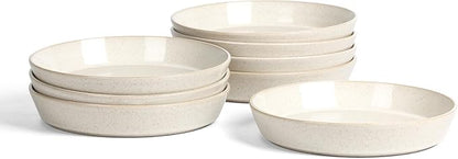 Stone Lain Claire 8-Piece Pasta Bowl Set Stoneware, Bowls, Dishwasher and Microwave Safe, Dish Set for 8, White