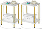 HOOBRO Side Table with Charging Station, Nightstand with 2-Layer Storage Shelves by HOOBRO