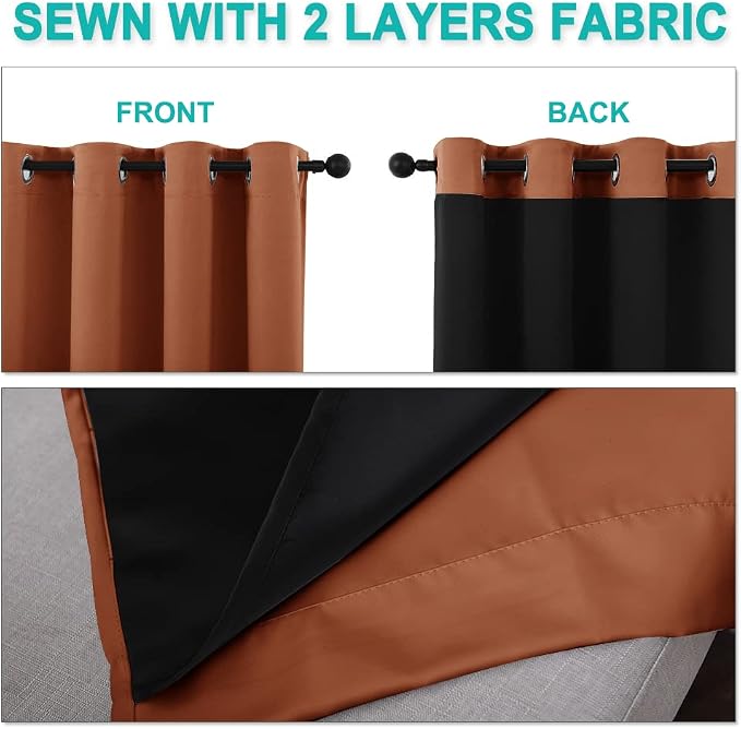 NICETOWN 100% Blackout Curtains 54 inches Long, Double-Deck Completely Blackout - Image 5