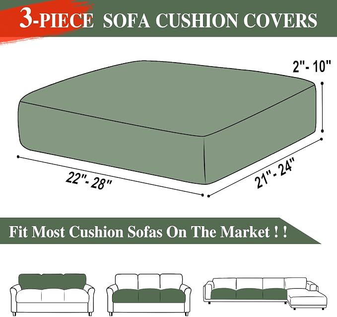 LA MEACK Couch Cushion Covers Seat Cushion Cover Stretch Couch Cover Separate - Image 6