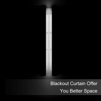 Black Blackout Curtains 66 x 63 Inch Length/Set of 2 Curtain Panels/Thermal - Image 3