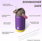 BJPKPK Insulated Water Bottle with Straw Lid, 12oz Thermos Water Bottles with Soft Nozzle, Flex Handle & Non-slip Boot, BPA Free Leak Proof Stainless Steel Metal Thermos, Tumblers, Cups,Violet