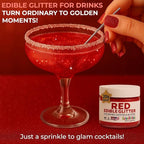 Bulk 20g Red Edible Glitter for Drinks | Premium Edible Glitter for Cakes, Cocktails, Red Cake Decorating Decorations Food Grade, Vegan, Kosher, Halal, Gluten Free - Made in USA