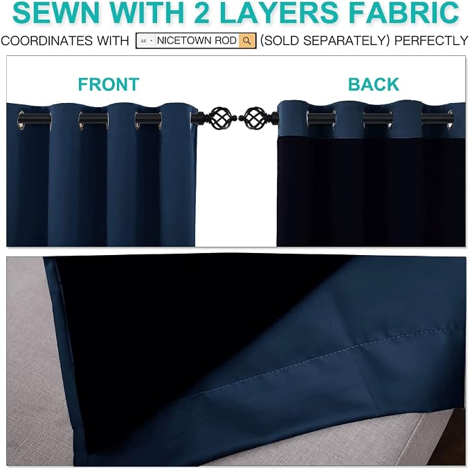 NICETOWN 100% Blackout Blinds, Laundry Room Decor Window Treatment Curtains - Image 5