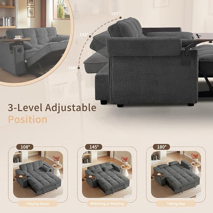 oaaktu Large Size Convertible Sleeper Sofa Bed, Polka dot Velvet Pull Out Futon - Image 6