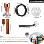 51mm Espresso Tamper Set, 5PCS Coffee Tamper Kit with WDT Tool, Coffee Stirrer, Dosing Funnel, Puck Screen 51mm Espresso Accessories Tampers Kit (Rose Gold)