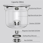 Enchanti Tea Pot, Witchcraft Magic Glass Teapot with Infuser Strainer and Lid for Loose Leaf Tea Herbal, Magnetic Water Separation Tea Maker Kettle with Cups Clear Enchantipot (1000ml)