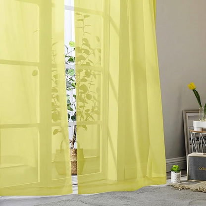 Sheer Curtains 63 Inch Length 2 Panels Set - Image 8