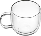 Restaurantware-Forma Professional 16.9 Ounce Double Wall Coffee Mugs, 12 Insulated Coffee Mugs With Handle - Dishwashable, Reusable, Clear Glass Beverage Cups, Freezable, For Hot Or Cold Beverages