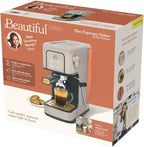 Beautiful Slim Espresso Maker by Drew Barrymore – 20‑Bar Pressure, Dual‑Spout 52 mm Portafilter, 50 oz Removable Tank, 2‑in‑1 Steam Wand & Touch Controls (Porcini Taupe)