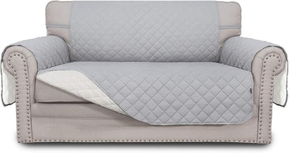 Easy-Going Reversible Couch Cover, 2 Cushion Sofa, Light Gray/Ivory | Loveseat by Easy-Going