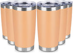 20 oz Tumbler Stainless Steel Tumblers Bulk with Lid Double Wall Insulated Coffee Tumbler Cups for Hot & Cold Drinks Powder Coated Travel Coffee Tumbler Mug Metal (Cream Orange, 6 pack)