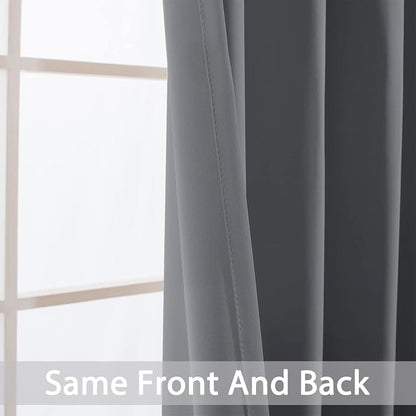 Yakamok Grey Room Darkening Curtains 42x72 inch Gray Grommet-Living Room | 2 - Image 6
