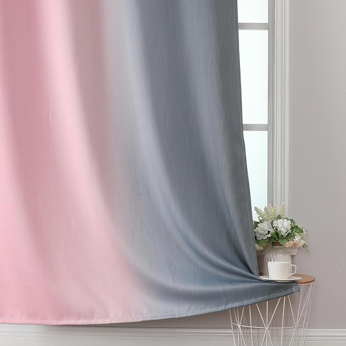 Ombre Grey and Pink Blackout Curtains - Image 6