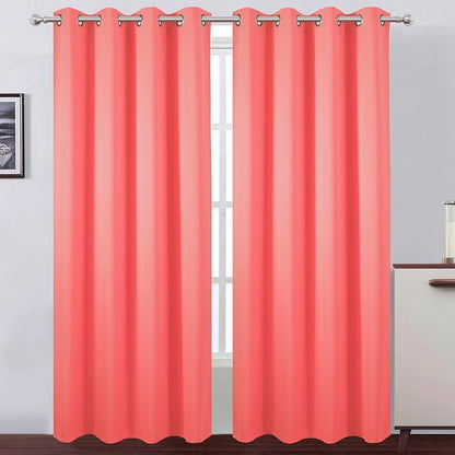 Blackout Curtains 52 x 120 Inch Long Coral Curtains Set of 2 Panels Room by Lemomo