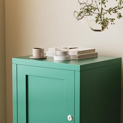 ALBAD Metal Nightstand with Lockable Cabinet, Compact Mini Locker Bedside Table - Image 6