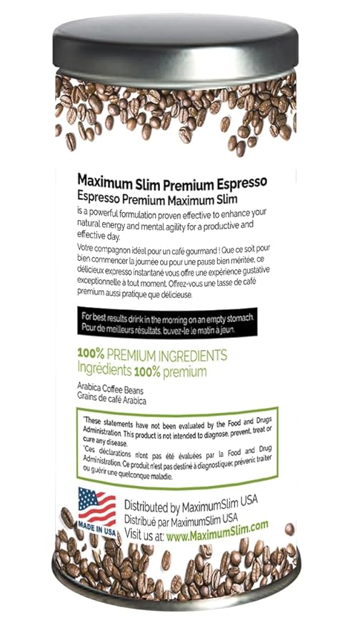 Maximum Slim Premio Instant Espresso Powder – Bold & Rich Flavor 100% Arabica Beans - Non-GMO, Gluten-Free – Premium Medium Roast Coffee 14.1 oz Resealable Jar : Café Instantáneo (Pack of 2)