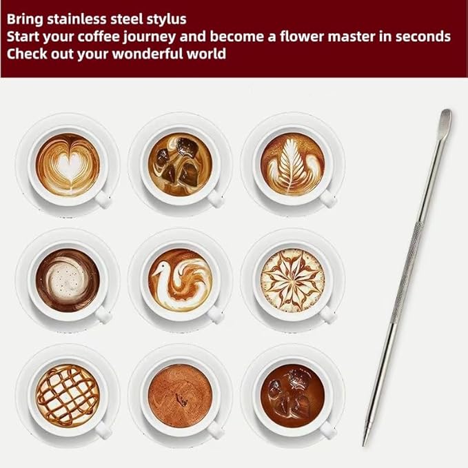 Gmnuiy22 PCS 51mm Coffee Tamper ，Espresso Accessories，Barista Kit with Espresso Tamper ，Frothing Pitcher，WDT Tool，Coffee Stirrer，Tamper Mat ，Coffee Stencils ， Latte Art Pen