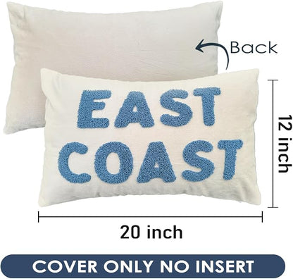 Blue Coastal Tufted Embroidery Throw Pillow Cover 12x20, Coastal Room Decor - Image 7