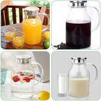 68OZ Glass Pitcher with Lid and Spout - High Heat Resistance Pitcher for Hot/Cold Water & Iced Tea (2.0L)