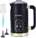 Milk Frother, 4-in-1 Electric Foam Maker with Touchscreen & Temp Display, Hot & Cold Milk Steamer with Non-Stick Coating, Silent Operation for Coffee, Latte, Cappuccino, Matcha, Hot Chocolate