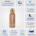 Coldest Insulated Water Bottle with Straw Lid - Stainless Steel Metal Insulated Bottle for Men & Women (Executive Wood, 32 oz)