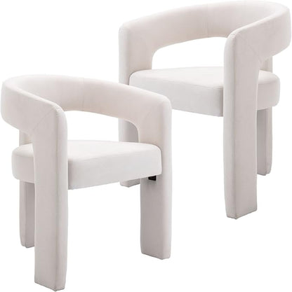 BESTANO Set of 2 Modern Linen Fabric Upholstered Dining Chairs by BESTANO