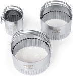 HULISEN Biscuit Cutter Set (3 Pieces/Set), Round Cookies Cutter with Handle, Professional Baking Dough Tools (Wave)