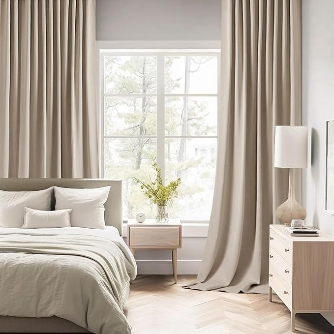 MIULEE Taupe Back Tab Blackout Curtains 52x96 Inch Long 2 Panels Set | Rod - Image 2